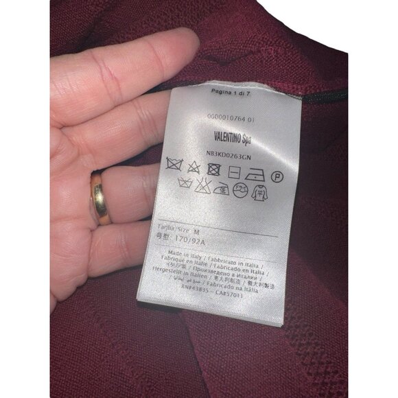 Valentino Guipure Lace & Wool Knit long Sleeve Dress Abito Sz M Red $3290 - Picture 8 of 14